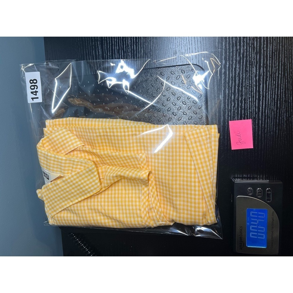Vintage Sears Yellow Gingham Sleeveless Button Up Top Blouse Shirt 38 - Picture 7 of 7